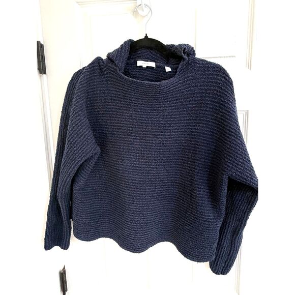 VINCE Navy Hooded Cropped Womens Sweater Sz Small - Picture 7 of 10